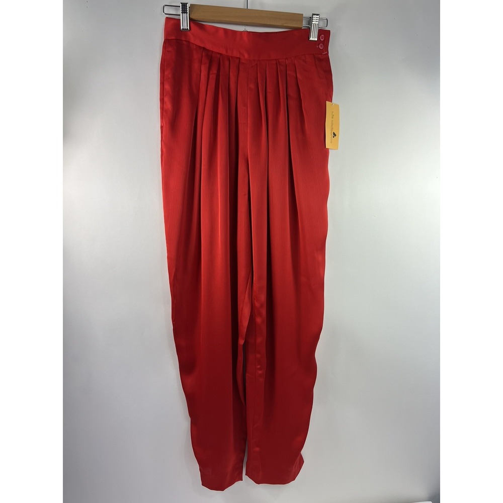 Liz Claiborne Vintage Palazzo Pants Women's Sz 8 Red Pleated Waist Side Zip NWT